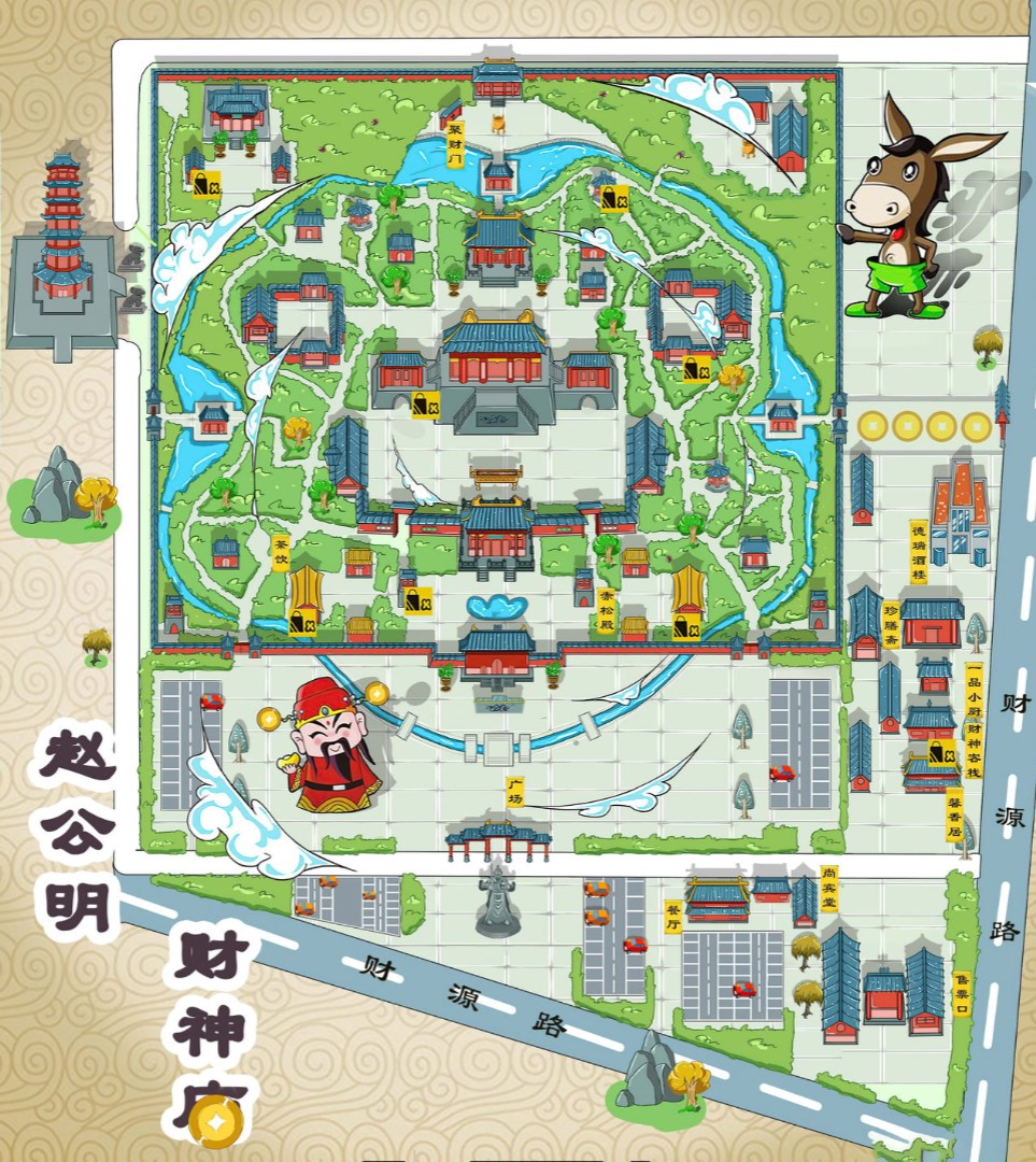 沅江寺庙类手绘地图